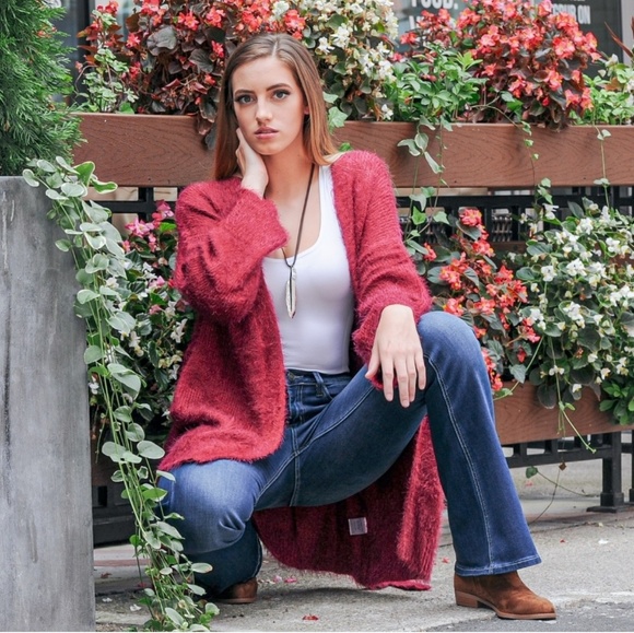 SALE 02279 Fuzzy Belted Cardigan - Picture 6 of 7